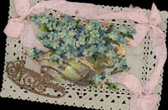 Fetes - Fleurs - Flowers - Bonne Annee - lace and glitter card - CPA 