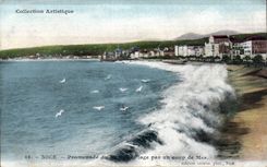 Nice - Walk of the South - Beach by a heavy swell CPA