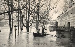 Paris - 1 - Crue de la Seine - pres du Pont Royal - CPA 