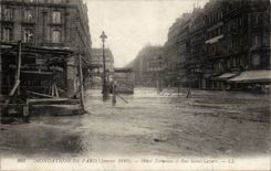 Paris - 15 - Floods of Paris 1910 - Hotel Terminus and Street Saint Lazare - CPA