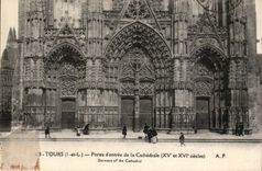 CPA Tours Portes d'entree de la cathedrale