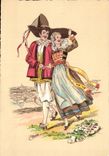 Fantaisie - Couple - illustration - folklore - costumes CPA 