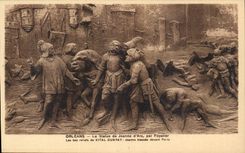 Orleans - Statue of Jeanne d' Arc by Low Foyaatier Relief - Jeanne wounded in front of Paris - CPA