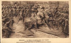 Orleans - Statue of Jeanne d' Arc by Low Foyaatier Relief - triumphing in Orleans - CPA