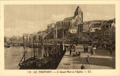 Treport - vor Hafen und der Kirche - CPA