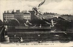 Lyon - der Winter - Moven mit der Lafayette-Brucke - CPA