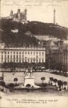 Lyon-- Bellecour Platz-Statue von Louis XIV - CPA