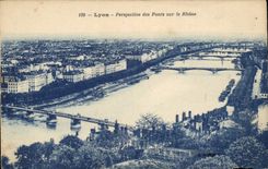 Lyon - Ansicht der Brucken auf der Rhône - CPA