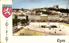 Lyon - der Platz Bellecour und Fourviere - CPA