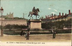 Lyon - Bellecour Platz - Statue von Louis XIV - CPA