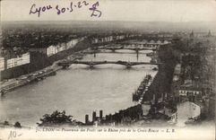 Lyon - Panorama der Brucken auf der Rhône genommen vom Russet-red Kreuz - CPA