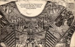 Glorificartion of the Immaculate one - Design by the Angels and the Saints of the Three Franciscains orders - CPA