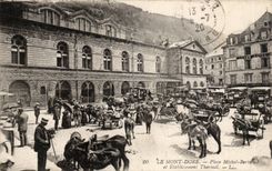 Mount Gilds - Place Michel Bertrand - and Hydropathic establishment - ass - doneky - bustling scene - CPA