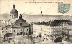CPA Clermont Ferrand Church Saint Pierre and post office building