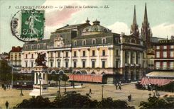 CPA Clermont Ferrand the theater and the cathedral