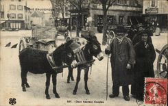 CPA Auvergne Two happy couples Ass Donkey (folklore costume) TOP