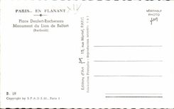 Paris the 14 Lion of Belfort CPA