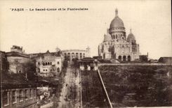 CPA Paris Montmartre Le Sacre Coeur et le funiculaire