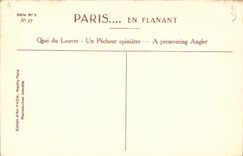 Paris - 1 - Quai de Louvre - Pecheur opiniatre CPA 