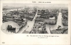 Paris 12 - Gare de Lyon - Crue de la Seine - Vue prise de la Tour de l'Horloge 19 Janvier 1910 - CPA 