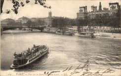 Paris 1 - Ile Saint Louis -Vue sur la Seine - bateau - CPA 