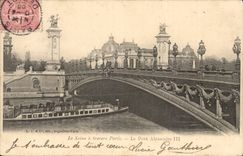 Paris - 7 - the Seine through Paris - the Bridge Alexandre - boat CPA
