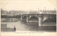 Paris - 8 - the Bridge and the Place of the Harmony - the Seine through Paris CPA