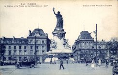 Paris 10 - Statue and Republic - CPA Places