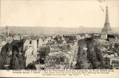 Paris 8 - Seen from of Arc de Triomphe towards the Avenues Tower Eiffel - Eiffe Tower - Large Wheel - CPA