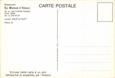 MODERN CARD the maisin of Alsace Elysees Fields (restaurant has Paris)