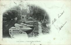 Isle Adam - Bridge of the Arm of the Mill - boat CPA