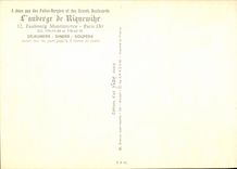 Paris 9 - L'Auberge de Riquewehr - 12 Faubourg Montmartre Restaurants - Dejeuners - Diners - Soupers - CPA 