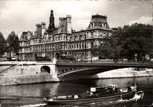 Paris 4 - Hotel de Ville - 1882 - et le Pont d'Arcole CPA 