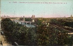 Paris 4 - Panorama pris du Pavillon de Flore sur la Seine - CPA 