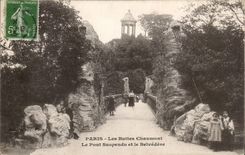 Paris - 19 - Chaumonts Hillocks - the Suspended bridge and View-point CPA