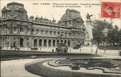 Paris - 1 - Place du Carrousel et Statue de Gambetta - Pavillon Richelieu - CPA 