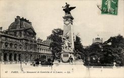 Paris - 1 - Le Monument de Gambetta et le Louvre - CPA 