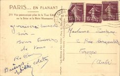 Paris 7 - Panoramic View of the Eiffel Tower on the Seine and Montmartre CPA