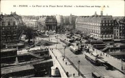 Paris - 4 - Le Pont et la Place St Michel - CPA 