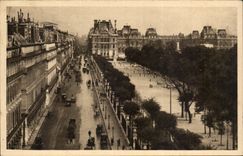 Paris - 1 - Perspective de la Rue du Rivoli les Tuileries et le Louvre - CPA 