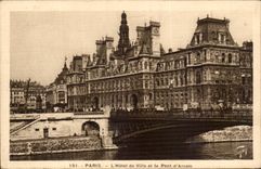 Paris - 4 - Le Pont d'Arcole - L'Hotel de Ville CPA (timbre Jaures)