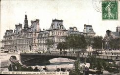 Paris - 4 - Hotel de Ville - edite par le Bon Marche Marche aux fleurs CPA 