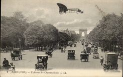 Paris - 8 -- The Avenue of the Champs Elysees - Plane - airplane - airplane - bicycle - car CPA