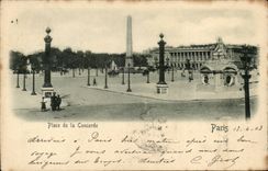 Paris CPA Place de la concorde (dessin en relief ! ) 