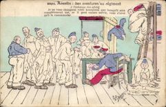 CPA Militaria Illustrator Jarry Anestin SEs adventures with the regiment