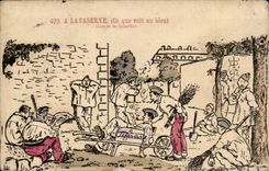 CPA Militaria with the barracks (what a blue sees)