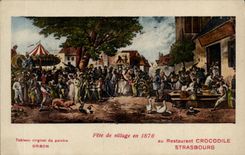 CPA Strasbourg Village f4ete in 1870 Restaurant crocodile