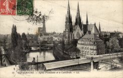 Strasbourg CPA Protestant Church and the cathedral