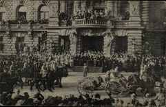 Strasbourg - Strassburg - General Gourod reviewing - French troops 1918 CPA