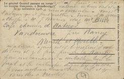 Strasbourg - Strassburg - General Gourod reviewing - French troops 1918 CPA